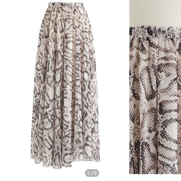 Snakeskin, chiffon, midi skirt - Picture 1 of 4
